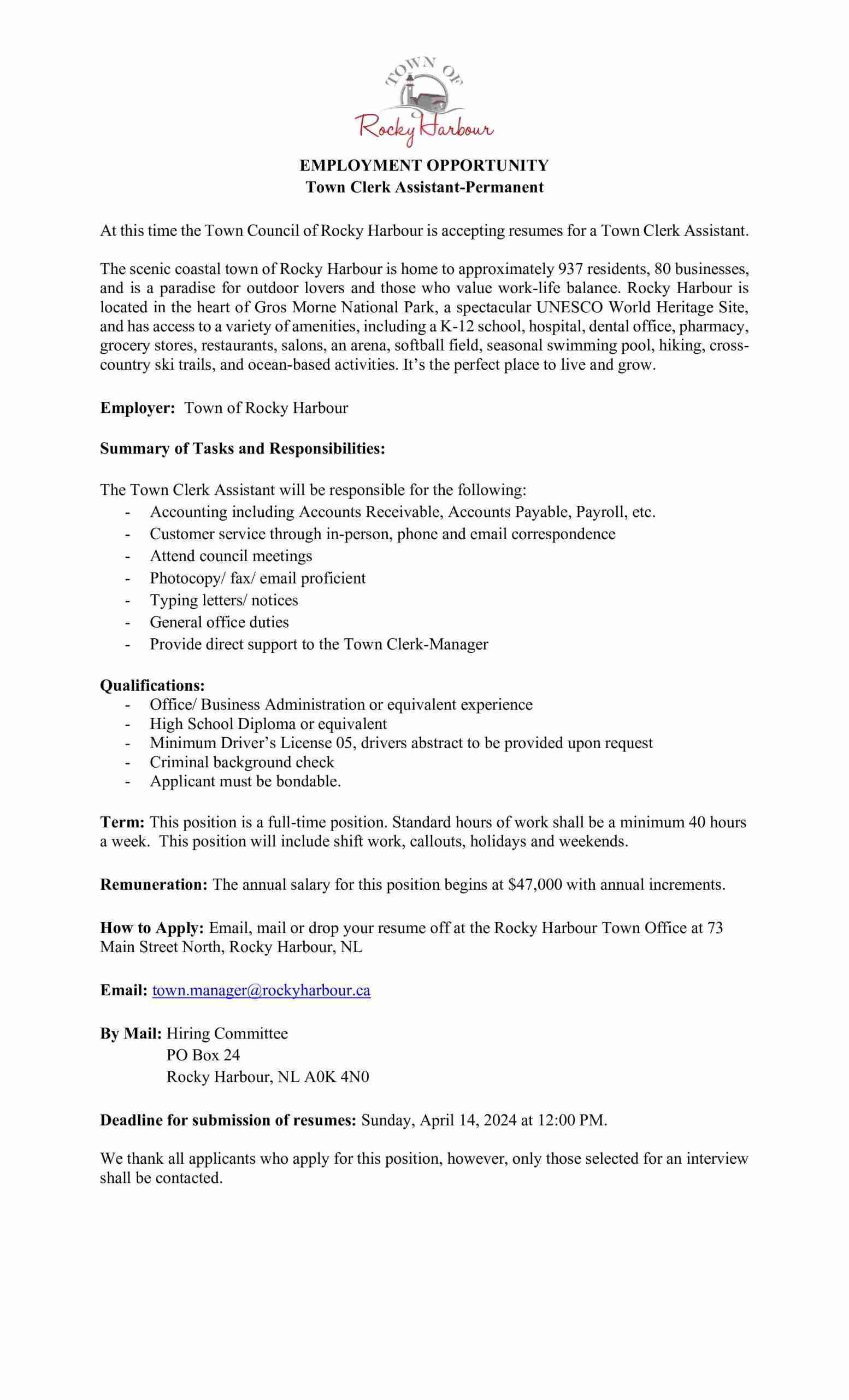 job-advertisement-town-clerk-assistant-2024-1-town-of-rocky-harbour